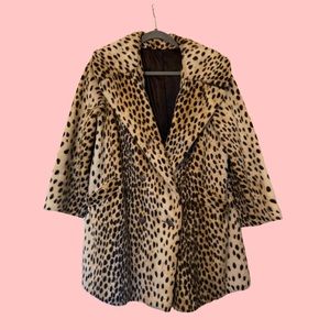 Oversized, faux fur, leopard winter dress coat